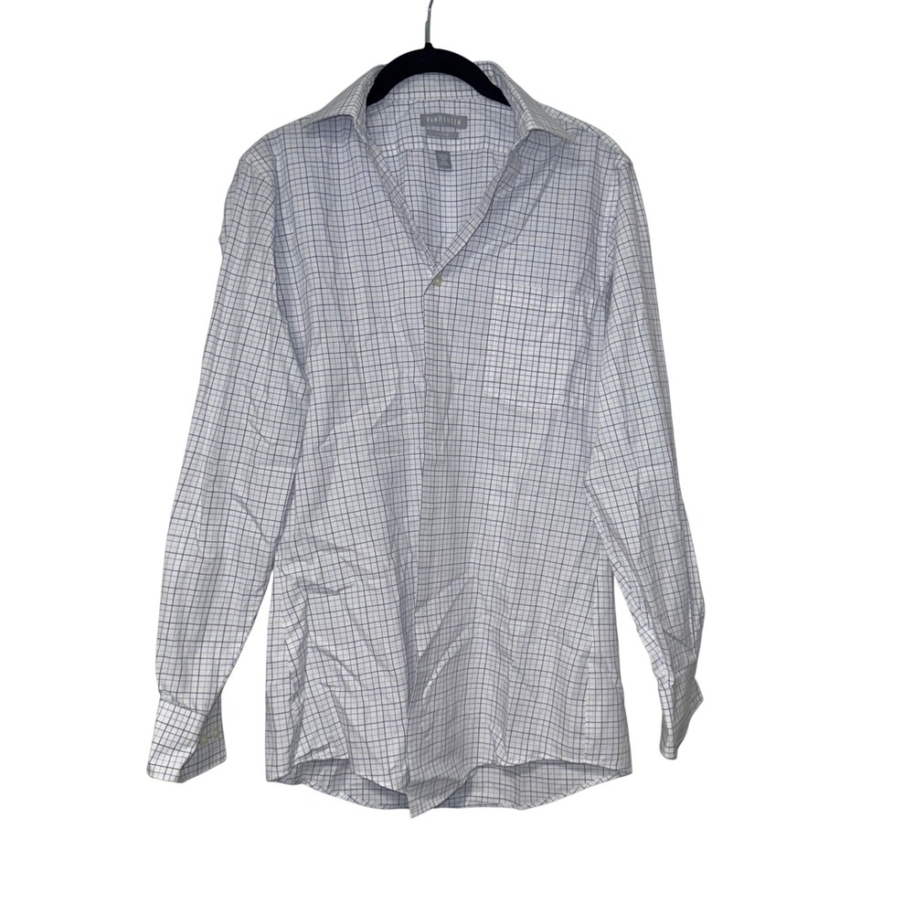 Van‎ Heusen Professional Button Down Mens 14.5 32/33 White Purple Cotton Blend